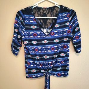 No Boundaries small(3-5) blue/ red tribal top